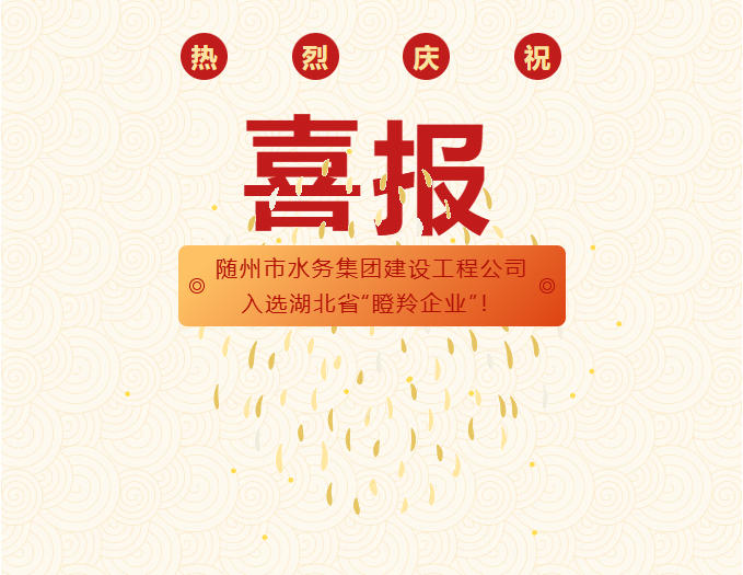 【喜报】跑出“瞪羚速度”，跃升科创高地——随州市水务集团建设工程公司获评省级“新物种”企业